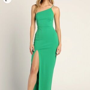 Lulus Keeper of My Heart Green One-Shoulder Maxi Dress